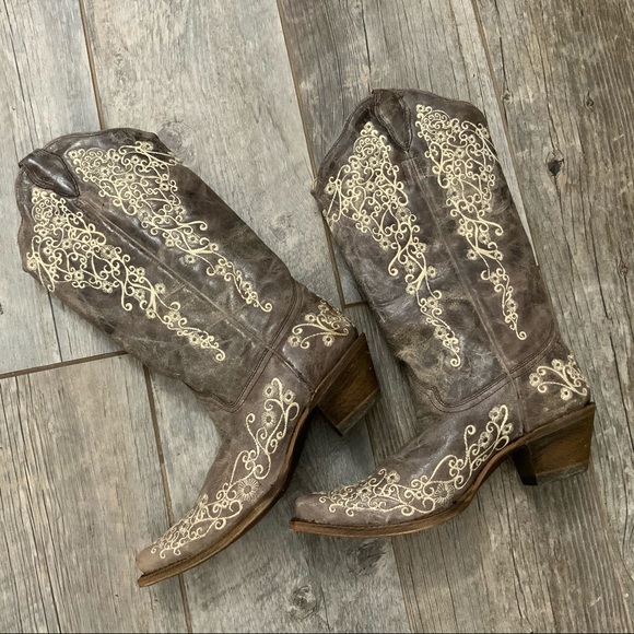 Corral Shoes - Corral Womens Pull On Western Leather Boots sz 9.5